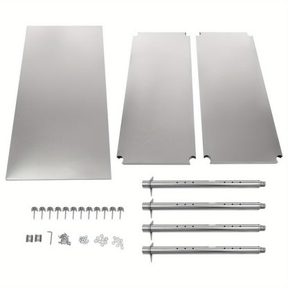 RVS Werkbank – Werktafel – Werkstation – Werkruimte – Werkoppervlak – 3 Lagen – 120x60 cm – Roestvast Staal – Verstelbare Voeten – 100 kg Draagvermogen