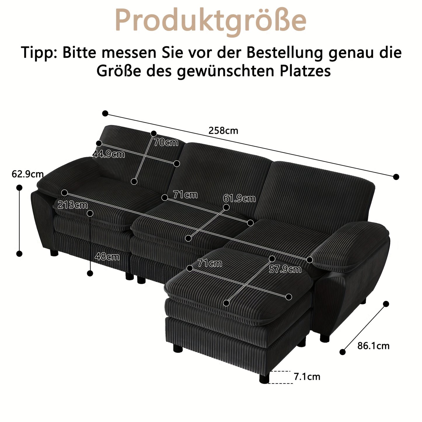 Donkergroene 3-Zitsbank – Bankstel – Sofa – Slaapbank – Zithoek – Modern Design – Comfortabele Stoffering – Inclusief Ottomane