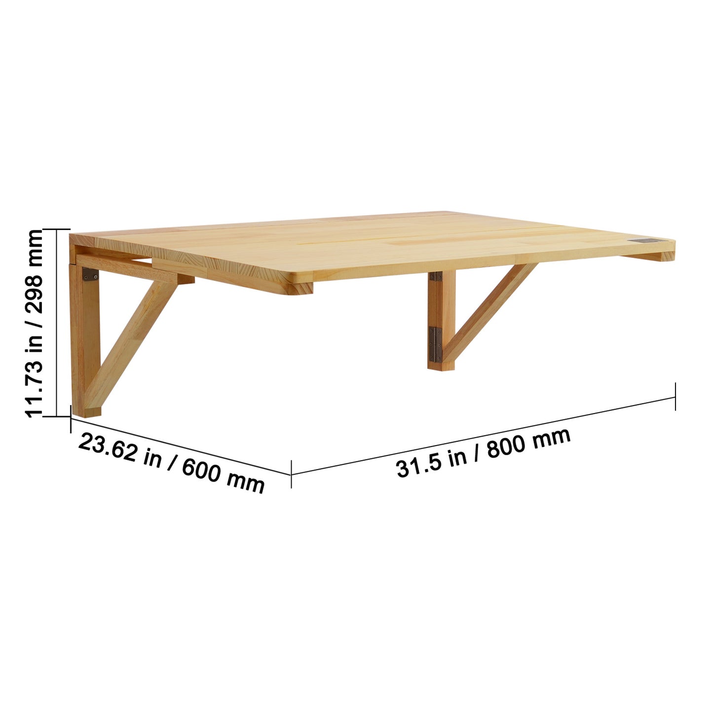 Wandtafel – Klaptafel – Opklapbare Werktafel – Muurtafel – Zwevende Tafel – 80x60 cm – 100% Grenenhout – Draagvermogen 45 kg