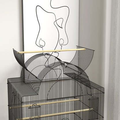 Vogelkooi – Parkietenkooi – Kanariekooi – Papegaaienkooi – Volière – Stalen Kooi – Wieltjes met Remmen – Uitneembare Lade 63x53x144 cm Zwart