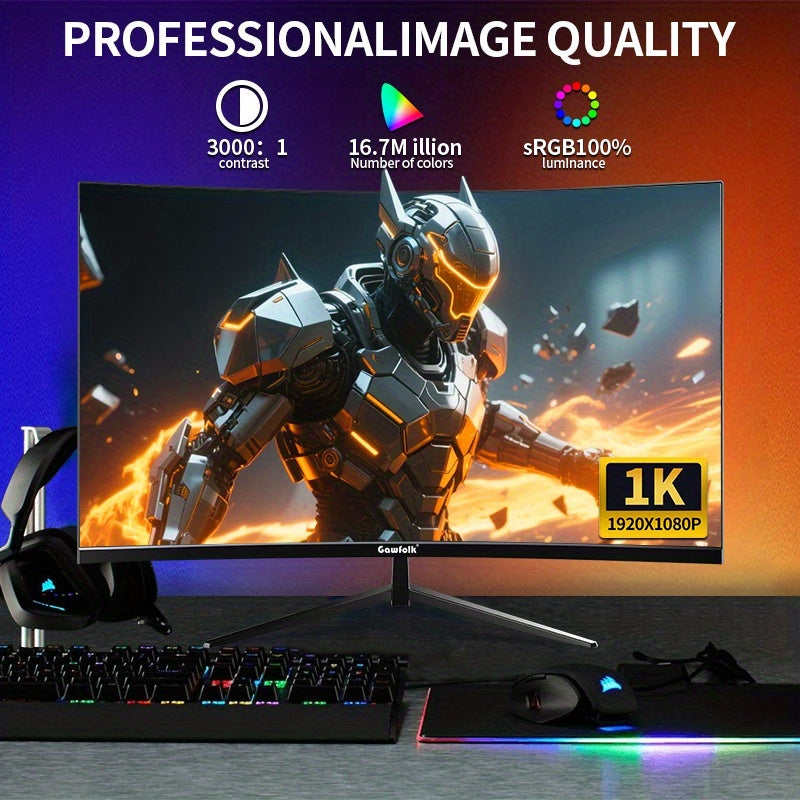 27-inch Gaming Monitor – Curved Scherm – PC Monitor – Computerbeeldscherm – Frameloos Design – 165Hz Verversing – FreeSync Technologie