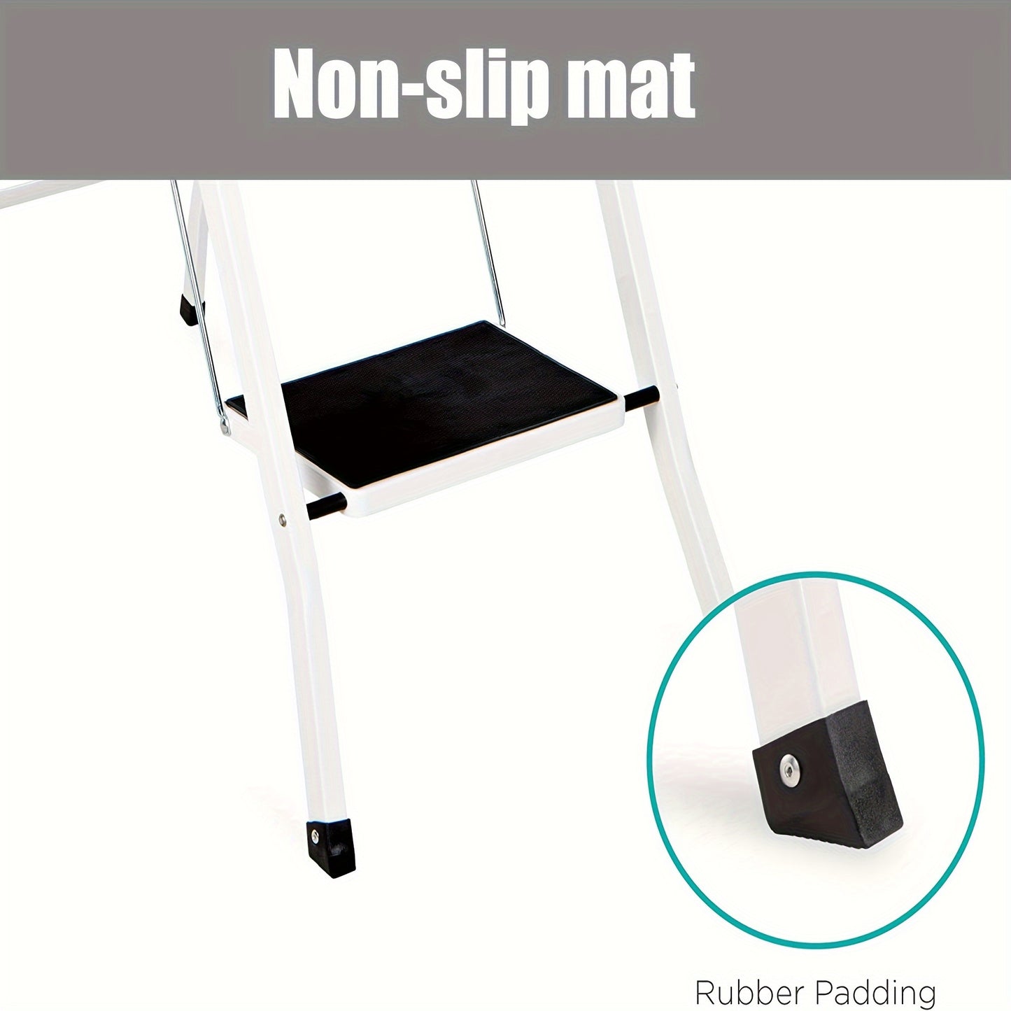 Vouwladder – Trap – Opstapje – Huishoudtrap – Inklapbare Ladder – 4 Treden – Stalen Handrail – Antislip Rubber – Max 150 kg Belastbaar