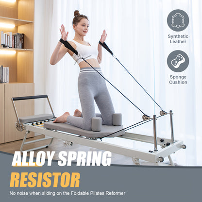 Pilatesapparaat – Pilates Reformer – Pilates Machine – Fitnessapparaat – Core Trainer – Inklapbaar & Compact – Stalen Frame – Verstelbare Weerstand