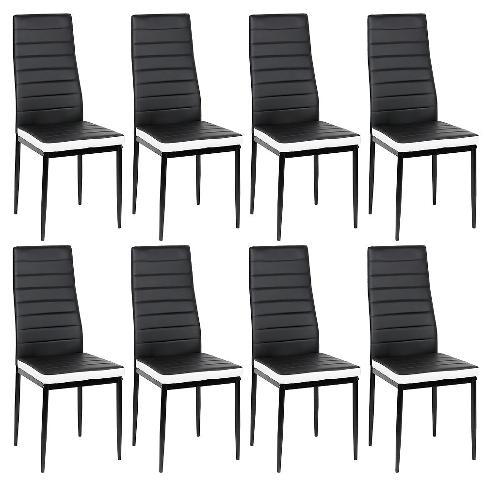 Eetkamerstoel – Stoel – Kuipstoel – Keukenstoel – Eetkamerstoelen – Set Van 8 – Kunstleer Bekleding – Metalen Poten – Hoge Rugleuning – Zithoogte 45 cm