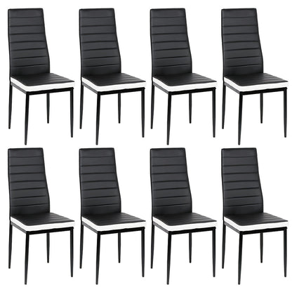 Eetkamerstoel – Stoel – Kuipstoel – Keukenstoel – Eetkamerstoelen – Set Van 8 – Kunstleer Bekleding – Metalen Poten – Hoge Rugleuning – Zithoogte 45 cm