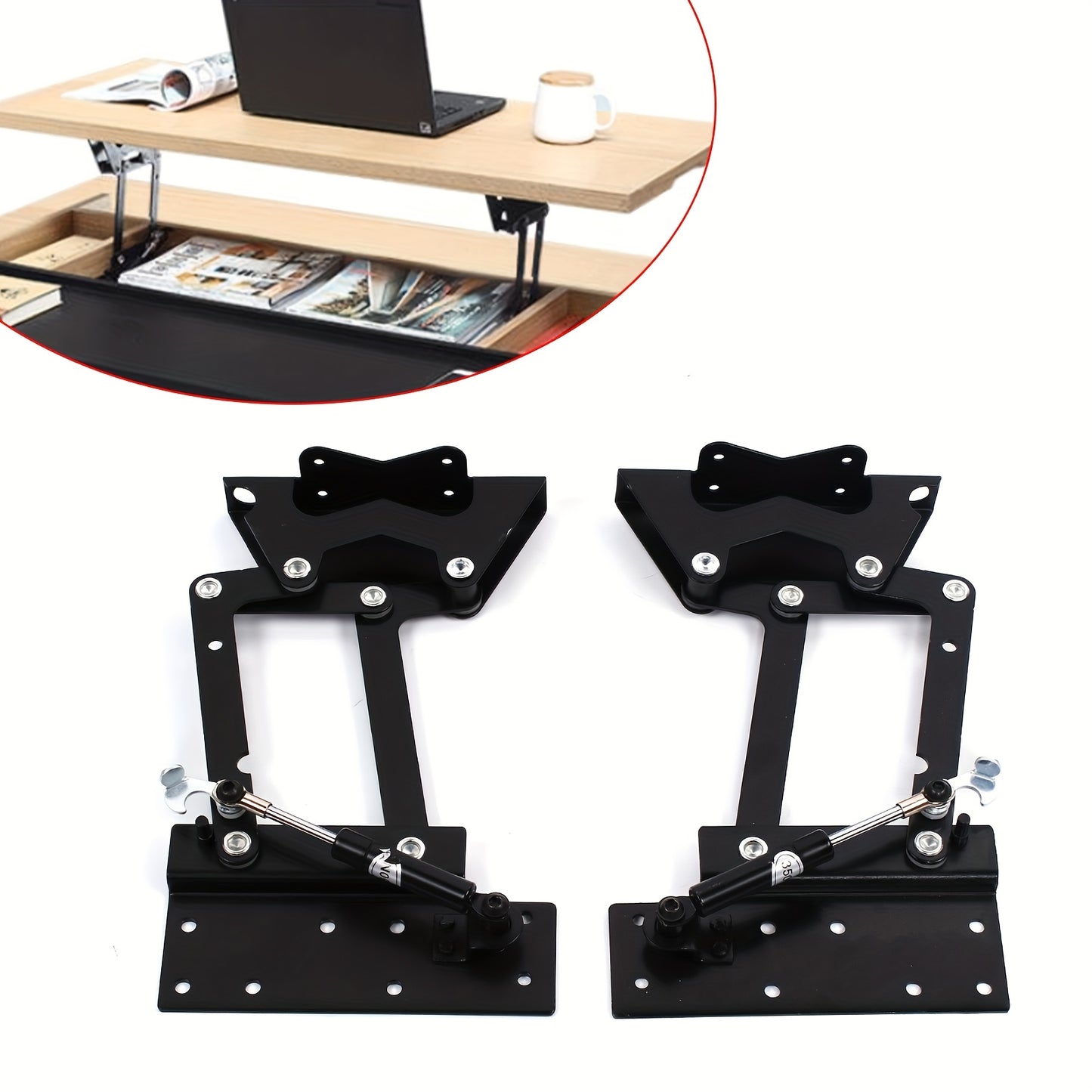 Scharnier – Meubelscharnier – Hefmechanisme – Deurscharnier – Koffietafel Hefscharnier – Zwart Staal – 35 kg Draagkracht – Voorliggend 110°
