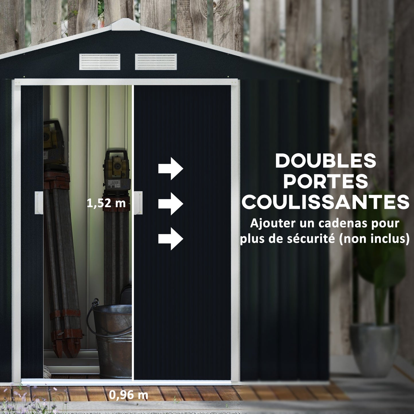 Tuinkast – Tuinberging – Tuinhuis – Tuinopslag – Tuinloods – Grijs Stalen Tuinkast – 2,5 m² Opbergruimte – Ventilatie & Dubbele Deur Met Slot