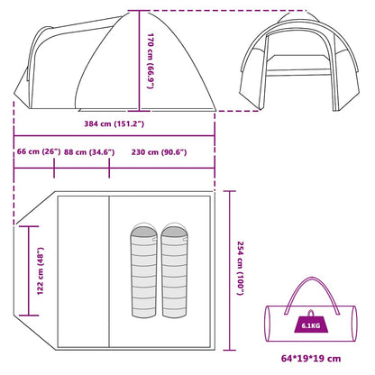 Campingtent – Koepeltent – Kampeertent – Familietent – Outdoor Tent – Ruim voor 6 Personen – Waterdicht Polyester – Brandvertragend