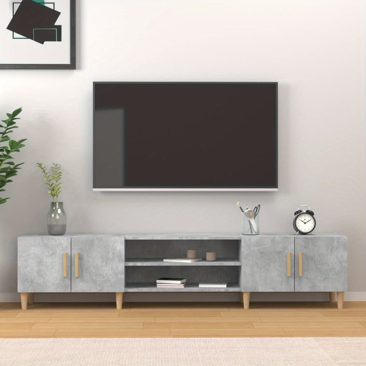tv-meubel – tv-kast – media meubel – entertainment meubel – dressoir – Betonlook Design – 180 cm Breedte – Hoogwaardig Engineered Wood
