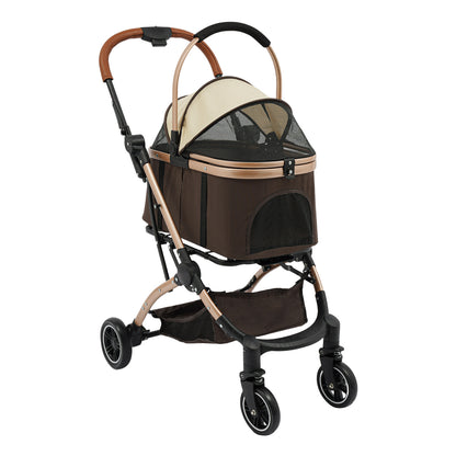 Foldable 4-Wheel All-Terrain Pet Stroller Cart with Canopy, Undercarriage Storage & Harness for dogs & cats - Heavy-Duty Nylon & Oxford Fabric Foldable Puppy/Kitten Carrier for Walks, Vet Visits, Airports, Shopping
