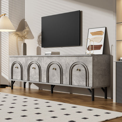 TV-meubel – Tv-kast – Mediameubel – Dressoir – 4-Deurs Kasten – Modern Grijs – 160 cm Breed – Soft-Close Deuren – Geïntegreerd Kabelmanagement