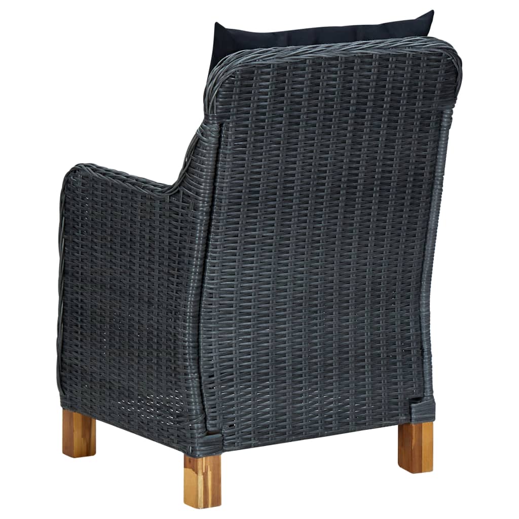 Tuinset – Dining Set – Buitenmeubelset – Tuinmeubilair – Eettafel met Stoelen – Weerbestendig PE-Rattan – Gepoedercoat Stalen Frame – Comfortabele Kussens – Donkergrijs/Zwart