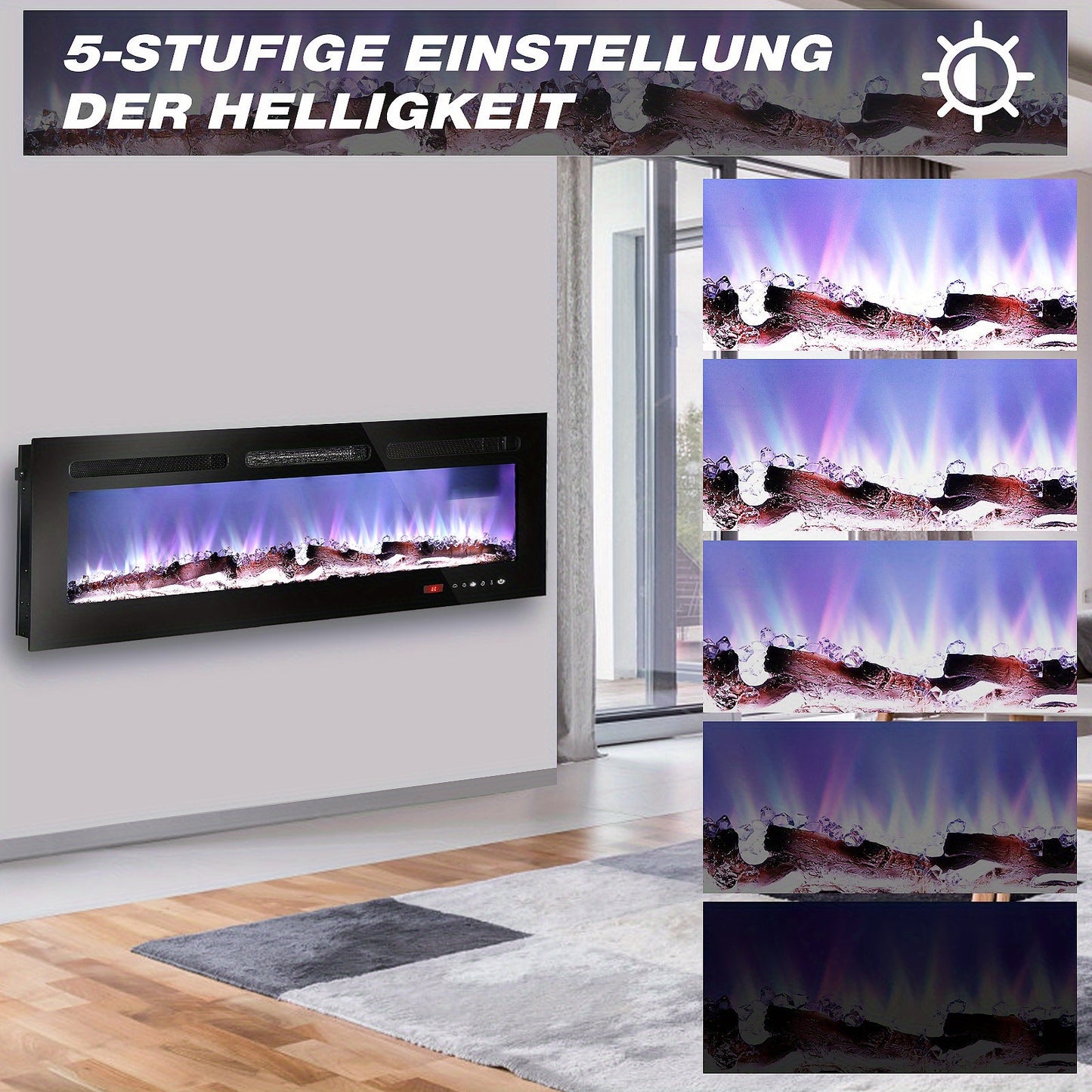 Elektrische Haard – Sfeerkachel – Wandhaard – Inbouwhaard – Vrijstaande Haard – 2000W Verwarming – Realistische 3D Vlammen Met Timer