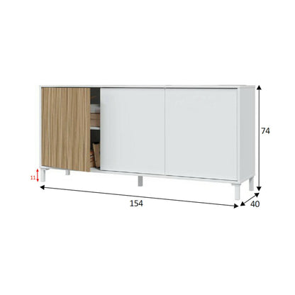 Dabello Sideboard, Kitchen Buffet, Design Living Room Cabinet, Modern 3-Door Sideboard with Shelves, 154x40x75 cm, Available in 6 Colors