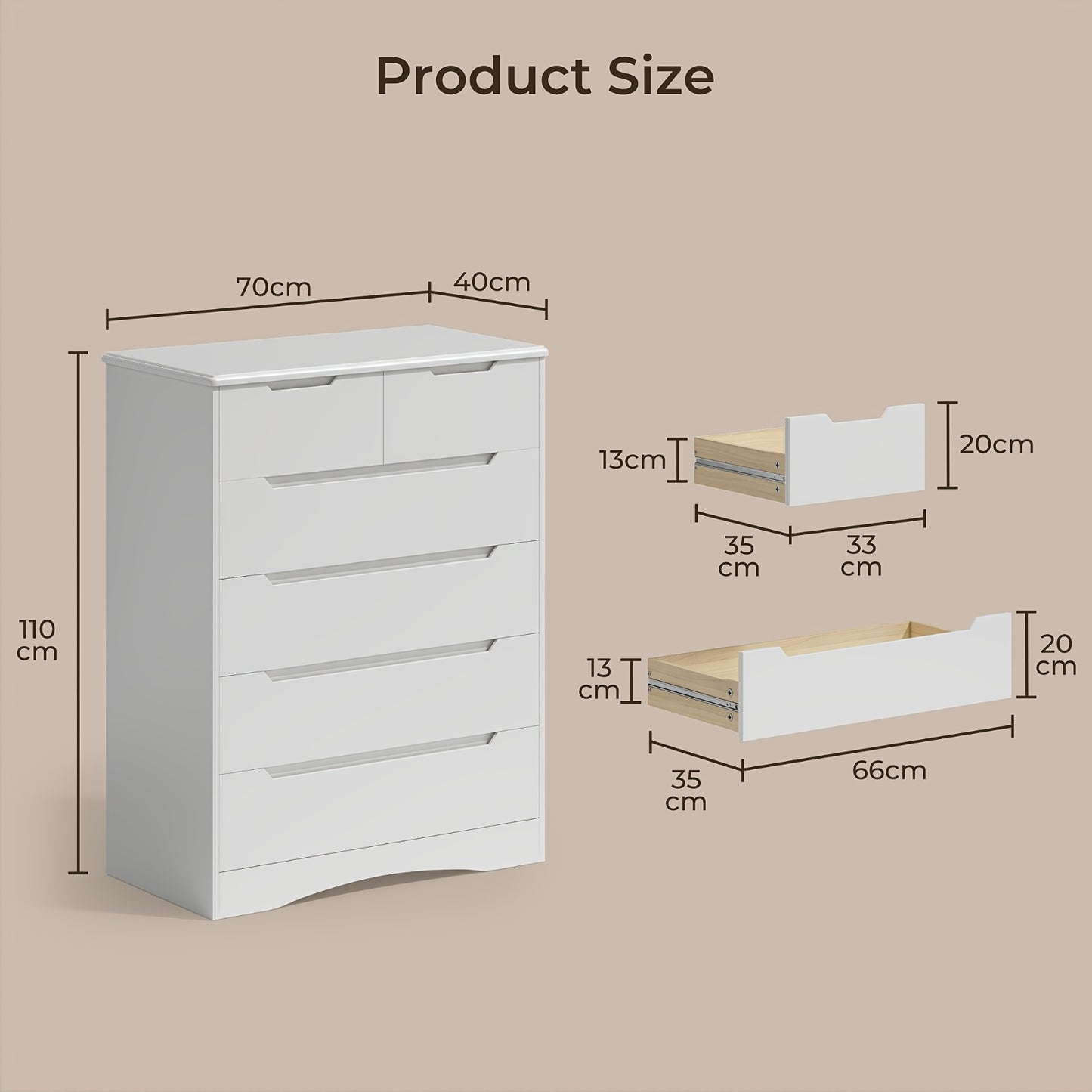 Opbergkast 6 Laden – Ladenkast – Vitrinekast – Dressoir – Sideboard – Zwart – Extra Stevig – Anti-Kantelbeveiliging