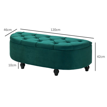 Ottoman with Storage, Upholstered Stool, Soft-Close Lid, Velvet Optics, 120 X 46 X 42 Cm, Dark Grey