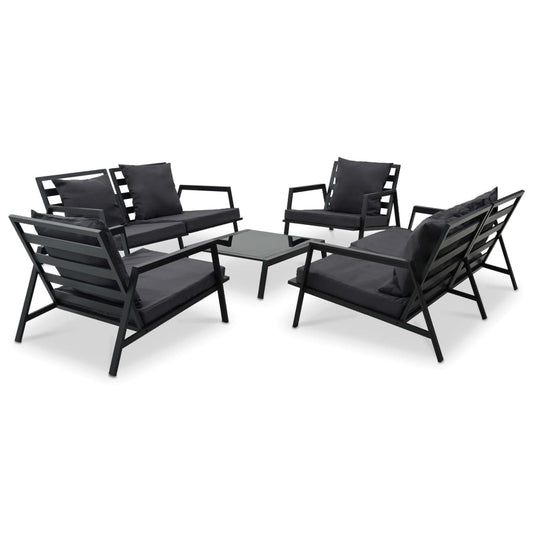 Loungeset – Tuinmeubelset – Loungeset Balkon – Loungehoek – Buitenmeubels – Gepoedercoat Aluminium – Afneembare Wasbare Kussenhoezen – Donkergrijs