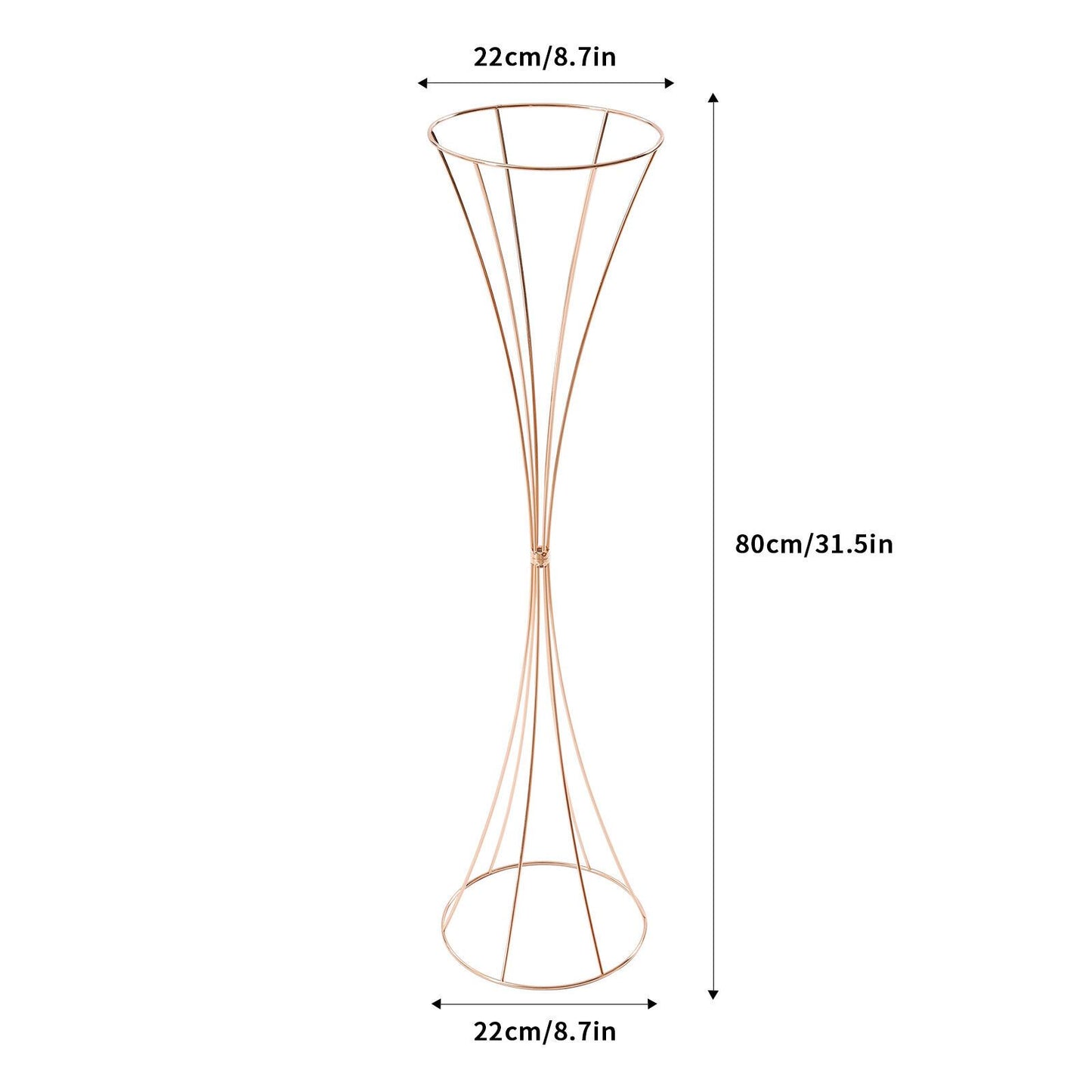 Weddingvaas – Bloemenvaas – Decoratieve Vaas – Tafelvaas – Bruiloftsvazen – 80 cm Hoog – Gouden Metalen Trompetvaas van IJzer