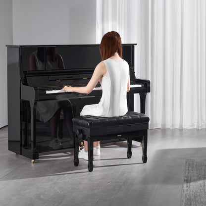 Piano- en Keyboardbank – Keyboardkruk – Muziekbank – Duetbank – Pianozitting Hout – Verstelbare Zithoogte – Opbergruimte Onder Zitting
