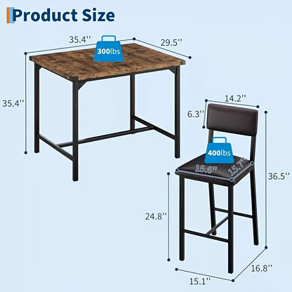 Eettafelset – Eettafel Met Stoelen – Diningset – Keukentafelset – Industriële Eetkamerstoel Set – Zwart – Compact Design – Duurzaam Metaal En Hout