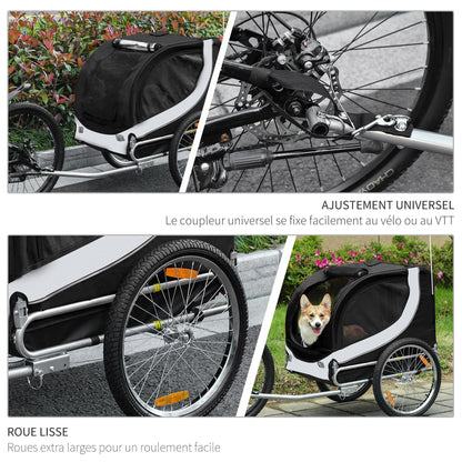 Fietskar voor Honden – Hondentrailer – Hondenwagen – Fietsaanhanger – Huisdierkar – Veiligheidssysteem met Reflectoren – Weerbestendige Beschermhoes – Wit