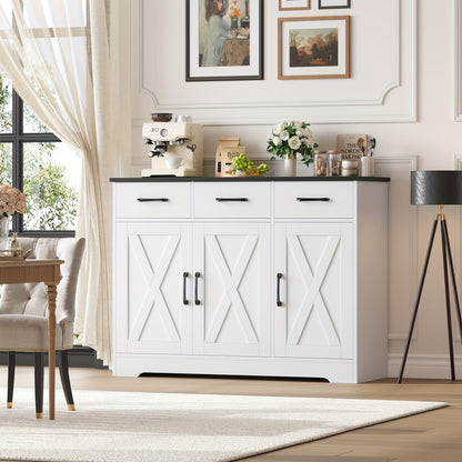 Dressoirkast – Sideboard – Opbergkast – Buffetkast – Kast – Wit en Zwart – 108 cm Breed – Stevig Gelamineerd Hout