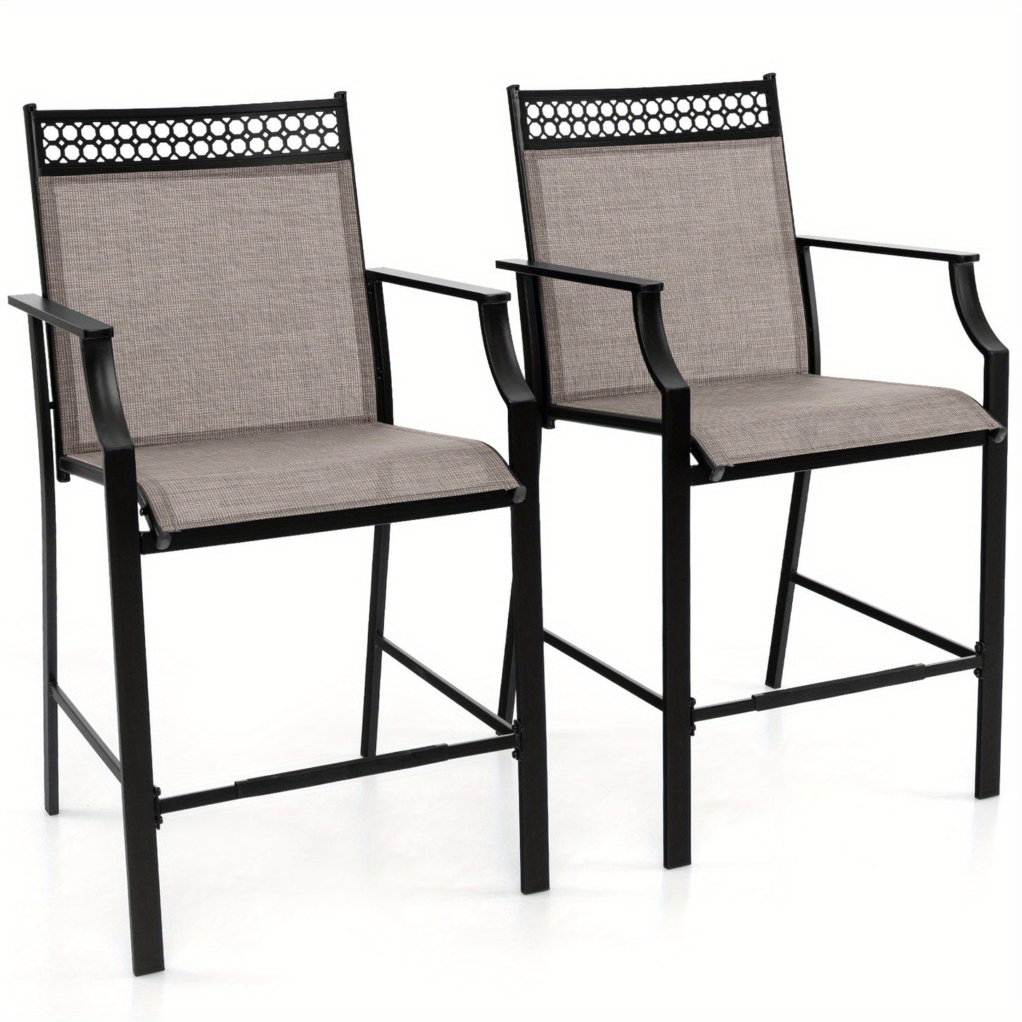 Barstoel – Barkruk – Barstoel Set – Barkrukken – Barstoelen – Outdoor Stof – Met Voetsteun – Hoogte 63 cm – Met Metalen Frame