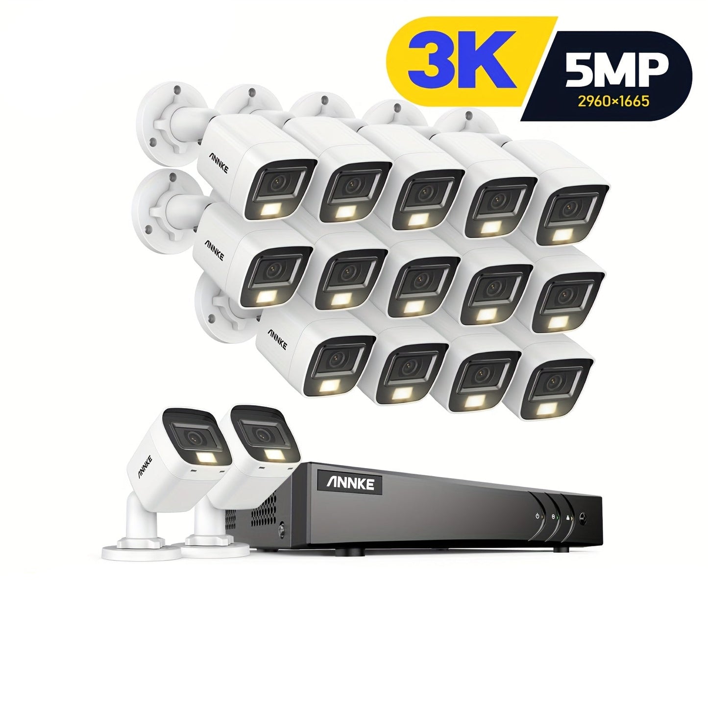 Beveiligingscamera Set – Camerabewaking – Veiligheidssysteem – Surveillance – Video Bewaking – 5MP 3K Ultra HD Camera’s – AI Menselijk Voertuig Detectie