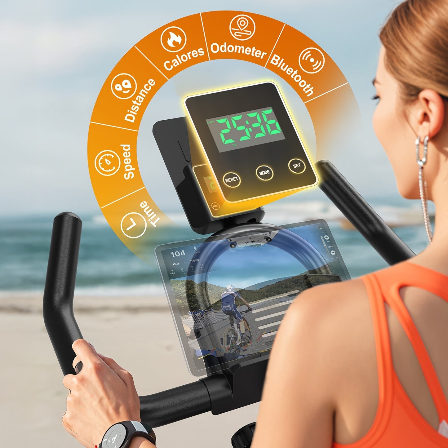 MettleMatic VS40 Exercise Bike Designed for the Whole Family, Magnetic Ergometer, 300W Torque, Large Tablet Holder, Max Load 150kg