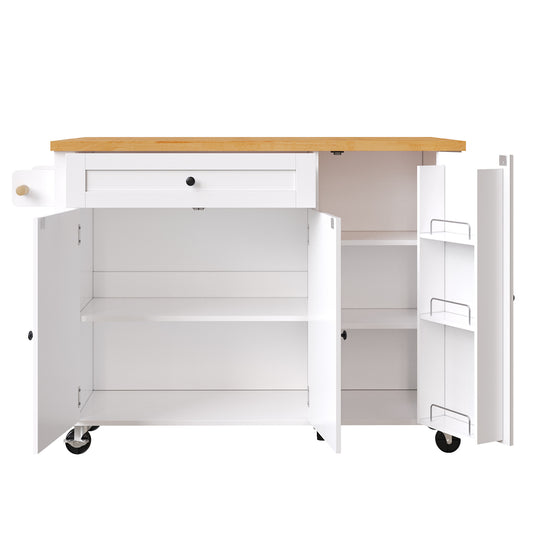 Keukenwagen – Keukentrolley – Serveerwagen – Buffetkast – Keukenmeubel – Inklapbaar Werkblad – 5 Zwenkwielen Met Rem – MDF En Metaal