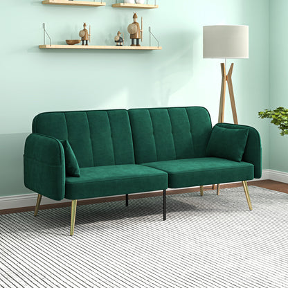 2-Zits Slaapbank – Tweepersoonsbed – Klikklak Bank – Sofa Bed – Slaapbank Donkergroen – Verstelbare Rugleuning – Velvet Bekleding