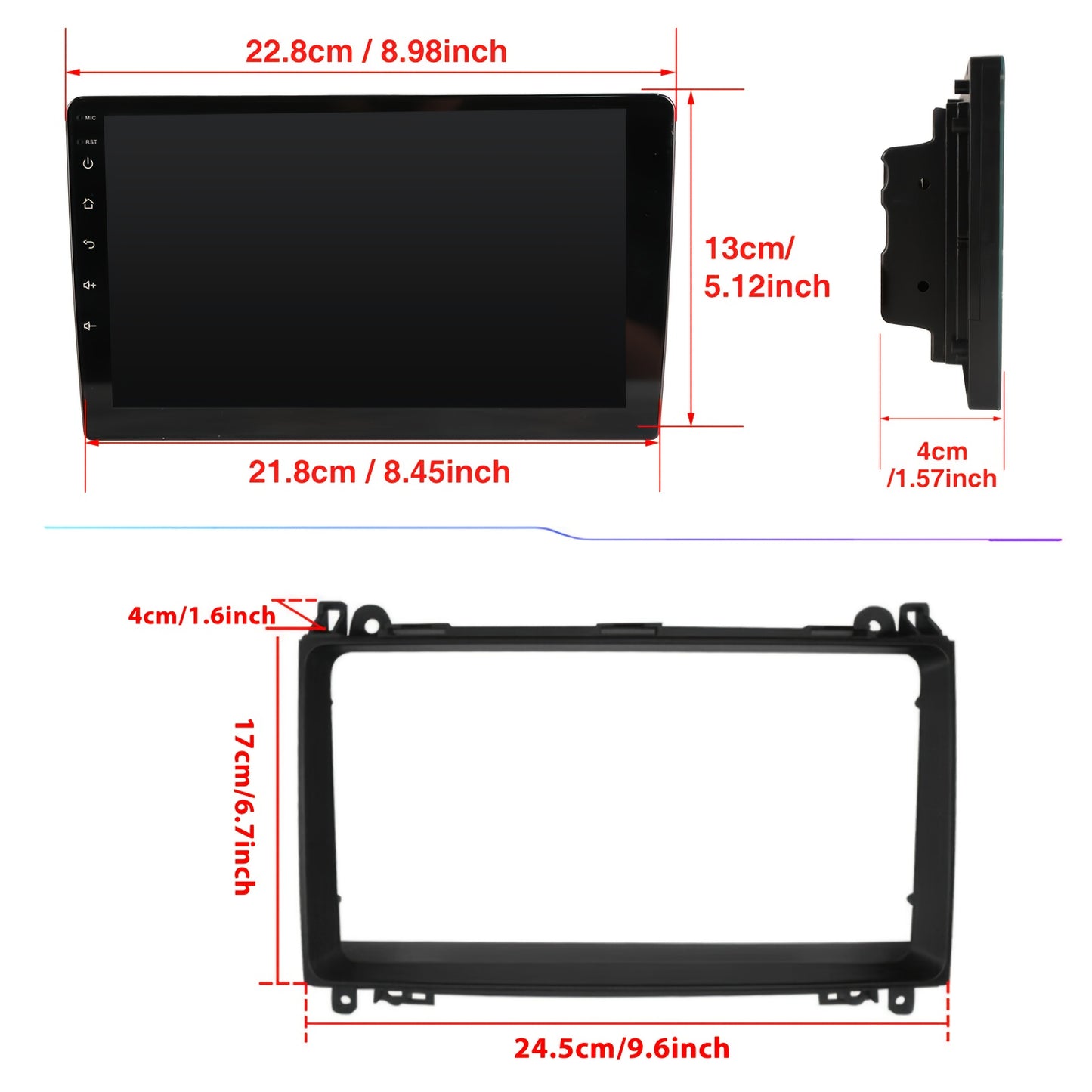 9 Inch Android 15 Autoradio – Car Stereo – 2DIN Head Unit – Multimedia Systeem – Auto DVD Speler – 2GB RAM + 32GB ROM – HD IPS Touchscreen – Draadloze Android Auto