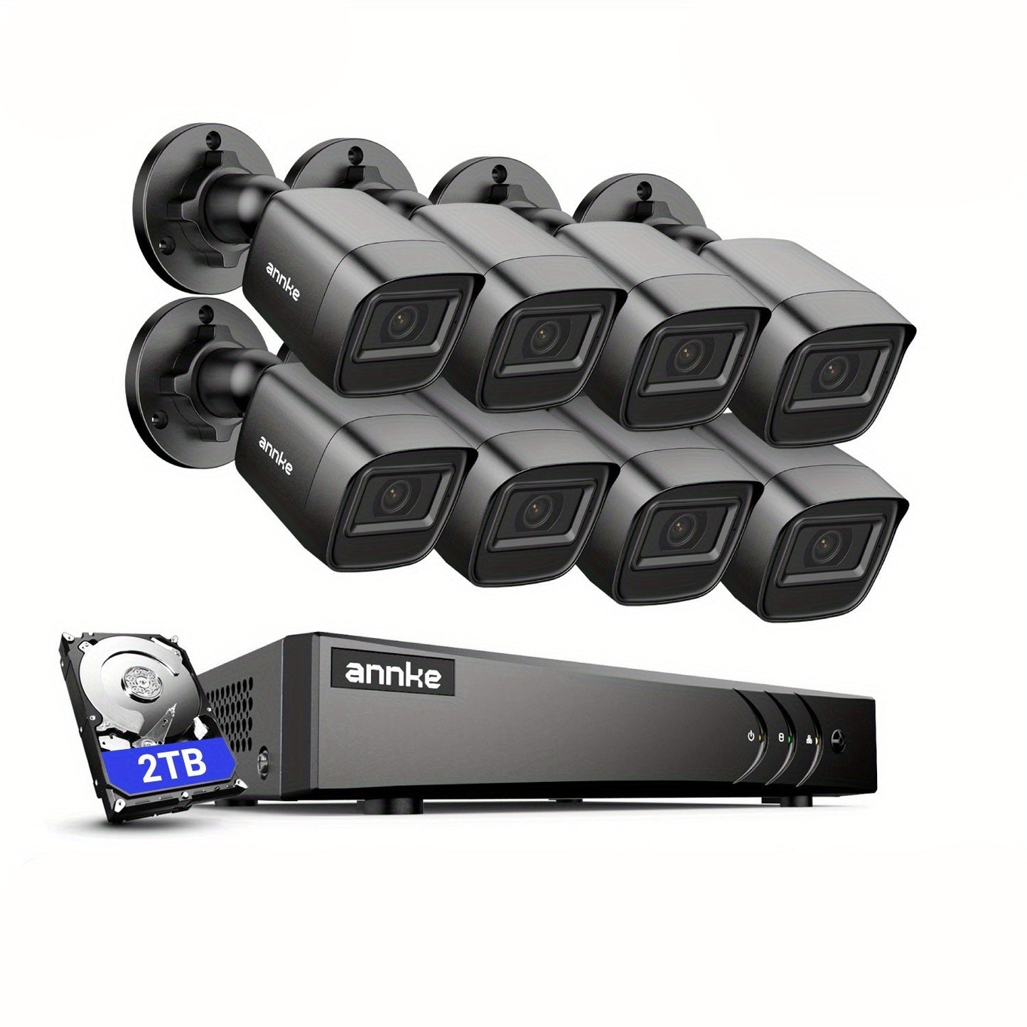 Beveiligingssysteem – Cameraset – CCTV Set – Surveillance Camera – Bewakingscamera – 8 Kanaals – 2TB HDD – AI Mens- en Voertuigdetectie – 20 Meter Nachtzicht