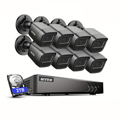 Beveiligingssysteem – Cameraset – CCTV Set – Surveillance Camera – Bewakingscamera – 8 Kanaals – 2TB HDD – AI Mens- en Voertuigdetectie – 20 Meter Nachtzicht