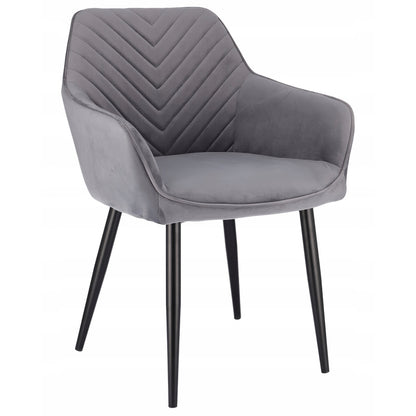 Stoel – Eetkamerstoel – Fauteuil – Kuipstoel – Zithoekstoel – Fluwelen Bekleding – Zwarte Metalen Poten – Hoogte 82 cm – Max. 120 kg