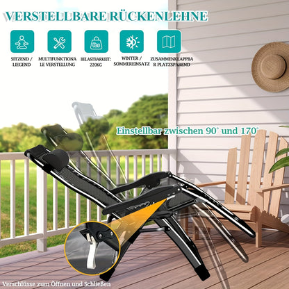 Tuinstoel – Ligstoel – Loungestoel – Relaxstoel – Balkonstoel – Inklapbaar – Extra Breed 83 cm – Verstelbare Rugleuning Met Kussen en Bekerhouder – Max. 180 kg