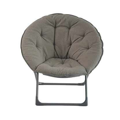 Opvouwbare Stoel – Klapstoel – Lounge Stoel – Moon Chair – Zitstoel – Lichtgewicht Bamboe Frame – Inclusief Bijzettafel – Zacht Katoenen Zitcomfort – Grijs