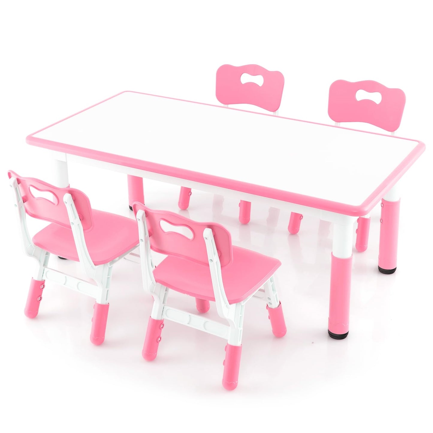 Kinder Tafel – Kindermeubelset – Speeltafel – Stoelenset – Peuter Tafel – Verstelbare Hoogte – Groot Graffiti Tafelblad – Roze