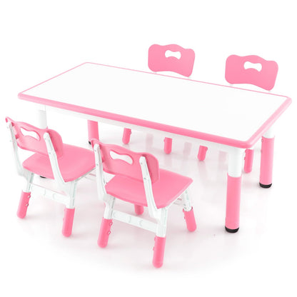 Kinder Tafel – Kindermeubelset – Speeltafel – Stoelenset – Peuter Tafel – Verstelbare Hoogte – Groot Graffiti Tafelblad – Roze