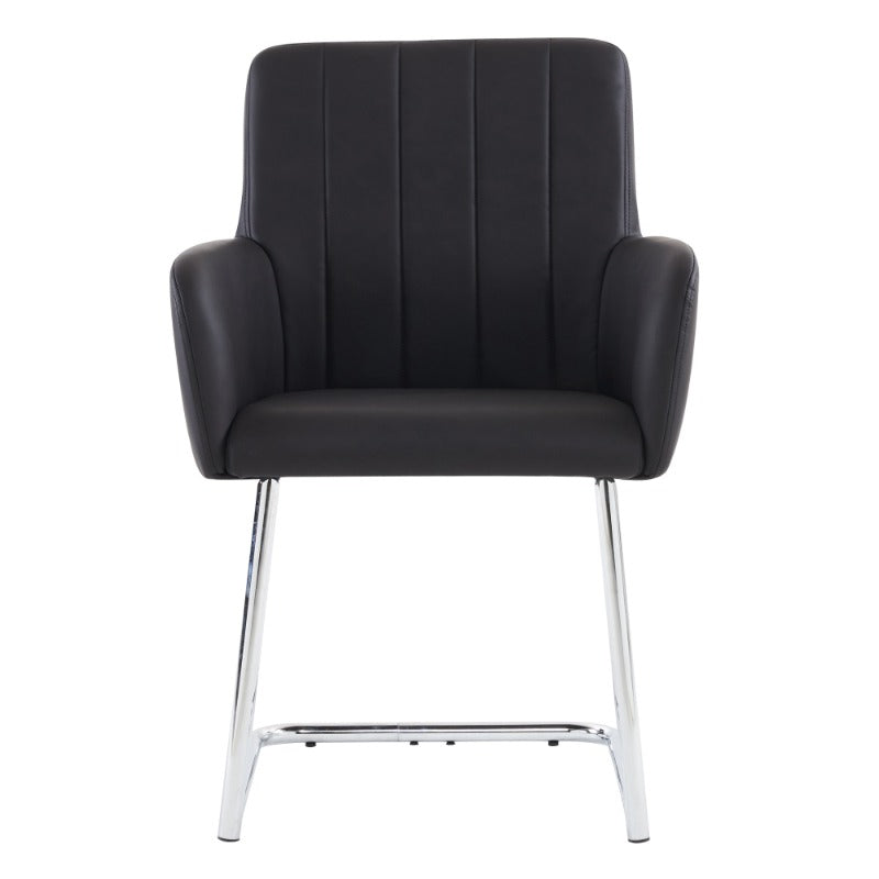 Eetkamerstoelen set – Stoelen – Zwarte Stoelen – Kunstleren Stoelen – Design Stoelen – 6-delig – Verticale Strepen – Zigzag Metalen Poten