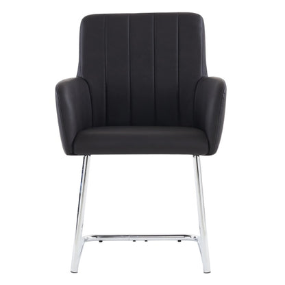 Eetkamerstoelen set – Stoelen – Zwarte Stoelen – Kunstleren Stoelen – Design Stoelen – 6-delig – Verticale Strepen – Zigzag Metalen Poten