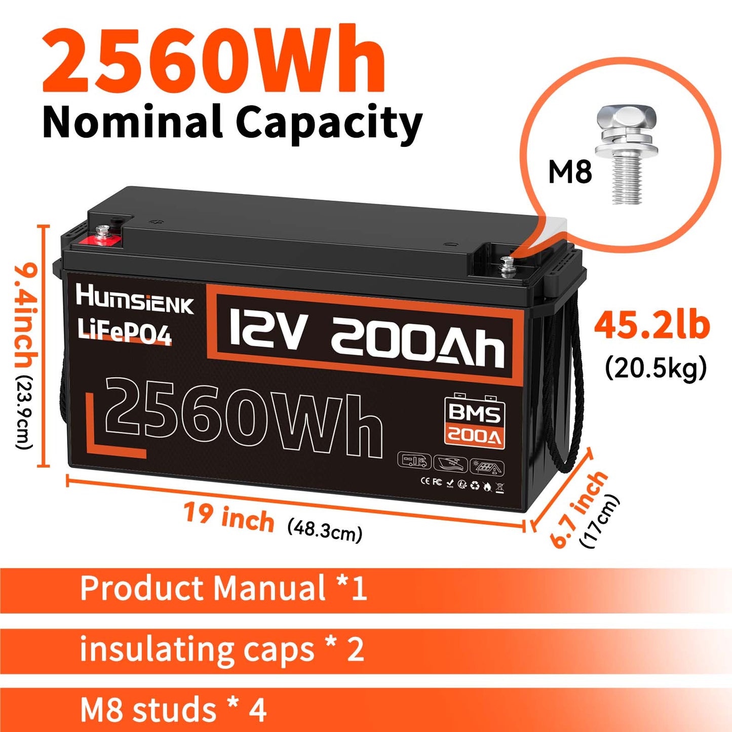 LiFePO4 Accu – Lithium Batterij – Energie Accu – Solar Accu – 12V - 200Ah - Camper Accu – Hoge Capaciteit 2560Wh – Ingebouwd 200A BMS