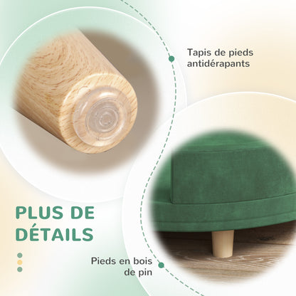 Hondenbankje – Dierenbank – Huisdierenbank – Kattenbankje – Groen – Zacht Fluwelen Bekleding – Afneembaar Wasbaar Kussen – Stevige Houten Poten – 100x70x25 cm – Geschikt Tot 30 kg