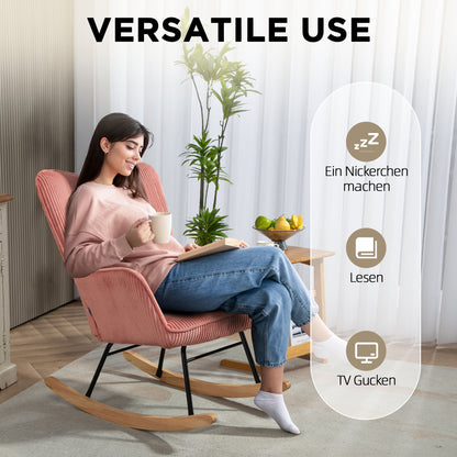 Schommelstoel – Rocking Chair – Relaxfauteuil – Schommelfauteuil – Loungestoel – Roze – Polyester Bekleding – Geschikt Tot 120 kg – Compact Formaat 98x71x101 cm