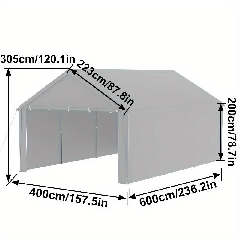 Carport – Tentgarage – Overkapping – Opslagtent – Beschermingstent – 4x6 Meter – Stevig Stalen Frame – Waterafstotend PE Zeil