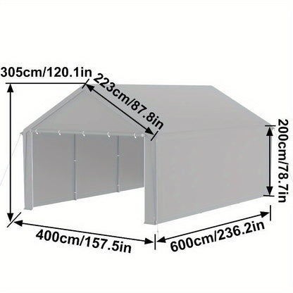 Carport – Tentgarage – Overkapping – Opslagtent – Beschermingstent – 4x6 Meter – Stevig Stalen Frame – Waterafstotend PE Zeil