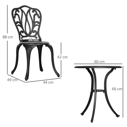 Loungeset – Tuinset – Balkonset – Bistroset – 2-Persoons – Gietaluminium – Parasolhouder – Zwart