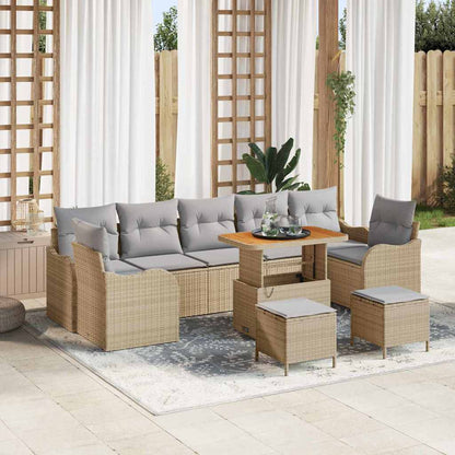 Modulaire Loungeset Tuin – Tuinmeubel – Loungeset Buiten – Tuinbank – Terrasmeubilair – Weerbestendig Materiaal – Verstelbare Poten – Beige-Lichtgrijs
