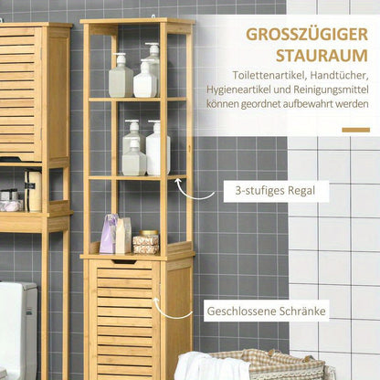 Hoge Badkamerkast – Hoge Kast – Opbergkast – Badkamerrek – Opbergmeubel – 3 Planken Achter Deur – Compact 173 cm Hoog – Eenvoudige Montage Zonder Gereedschap