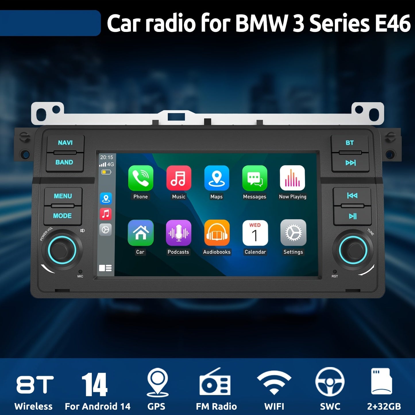 Autoradio – Multimedia Systeem – Navigatieunit – Android Radio – 2-DIN Speler – 7 Inch Touchscreen – Android 14 Met WiFi En GPS